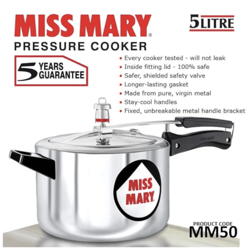 Hawkins Miss Mary Pressure Cooker, 5 Litre, Silver (MM50) - Image 4